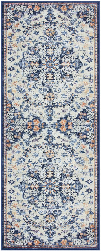 Lahome Bohemian Washable Runner Rug, 2'6" x 10' Soft Runners for Hallways Long Kitchen Carpet Runner, Non Slip Printed Stair Carpet Runners for Hall Bathroom Mudroom Hardwood Floor, Blue Purple/Multi
