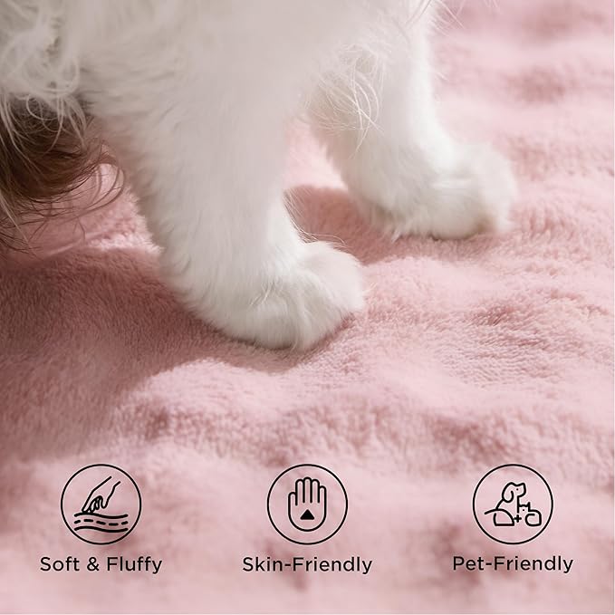Bedsure 6x9 Fluffy Area Rugs for Living Room, Machine Washable Rugs, Non-Slip Backing, Non-Shedding, Pet Friendly Throw Rug for Bedroom Dining Room, Rug for Kids Room, Strawberry Cream