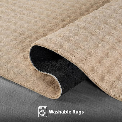 CAMILSON Modern Beige Non Slip Runner Rug 2x7 Ultra Soft High Pile Kitchen Rugs Non Skid Rubber Backing Durable & Easy to Clean Carpet for Entryway Bathroom Indoor Use (2 x 7 Beige)