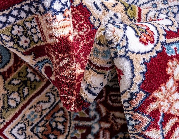 Unique Loom Narenj Collection Classic Traditional Medallion Textured Design Area Rug, 8 x 10 ft, Burgundy/Tan