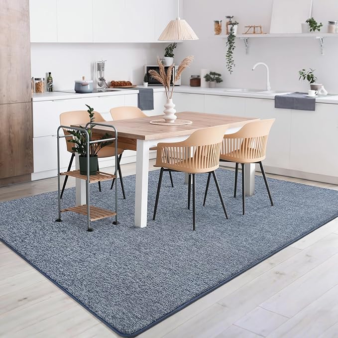 AROGAN Washable 4×6 Bedroom Rug, Modern Area Rugs with Soft Memory Foam for Living Room, Minimalist Non-Slip Indoor Floor Carpet for Dining Room Office Kids Playroom Decor, Navy Blue