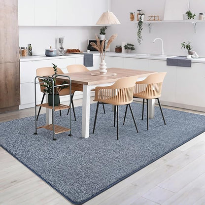 AROGAN Washable 7×10 Living Room Rug, Modern Area Rugs with Soft Memory Foam for Bedroom, Minimalist Non-Slip Indoor Floor Carpet for Dining Room Office Kids Playroom Decor, Navy Blue