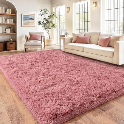 Blush Fluffy Area Rugs for Living Room, Soft Shaggy Carpets for Living Room, Upgrade Anti-Skid Fuzzy Rugs for Kids' Room, Perfect Decor for Modern Home 5x7 Feet