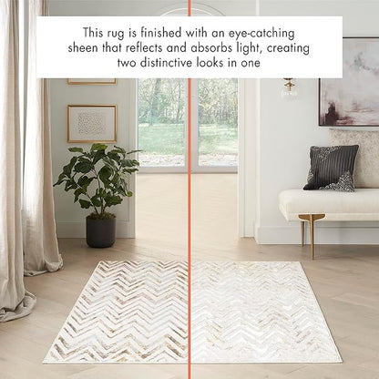 Nourison Home Glam Multicolor 7'10" x 9'10" Area Rug - Easy Clean, Non Shedding, Bed Room, Living Room, Dining Room, Kitchen (8' x 10')