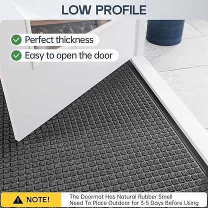 Amyracel Outdoor Indoor Door Mat for Entryway, 24"x72" All Season Weather Outside Door Mat, Low Pile Heavy Duty Rubber Backing Doormat, Stain and Fade Resistant, Inside Door Mats for Home Entry Floor