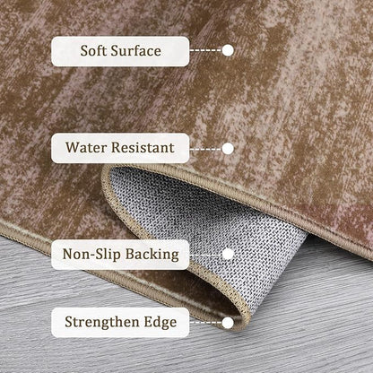 RUGSREAL 5x7 Living Room Area Rug Modern Solid Color Rug with Rubber Backing Large Bedroom Throw Carpet Indoor Washable Stain Resistant Dining Room Rug Contemporary Area Rug for Home Office, Taupe