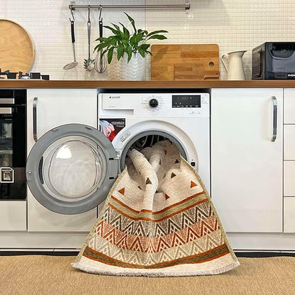 Alfa Rich 5x8 Gray Off White Washable Area Rugs for Living Room Bedroom Kitchen Decor Cotton Rug