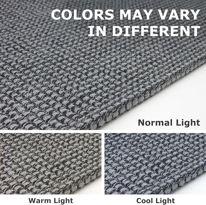 IOHOUZE Washable Area Rug 5x7 Non Slip Rubber Backed Rugs for Living Room, Dining Room Rugs Bedroom Rug, Woven Indoor Floor Carpet for Living Room Nursery Office, Dark Grey