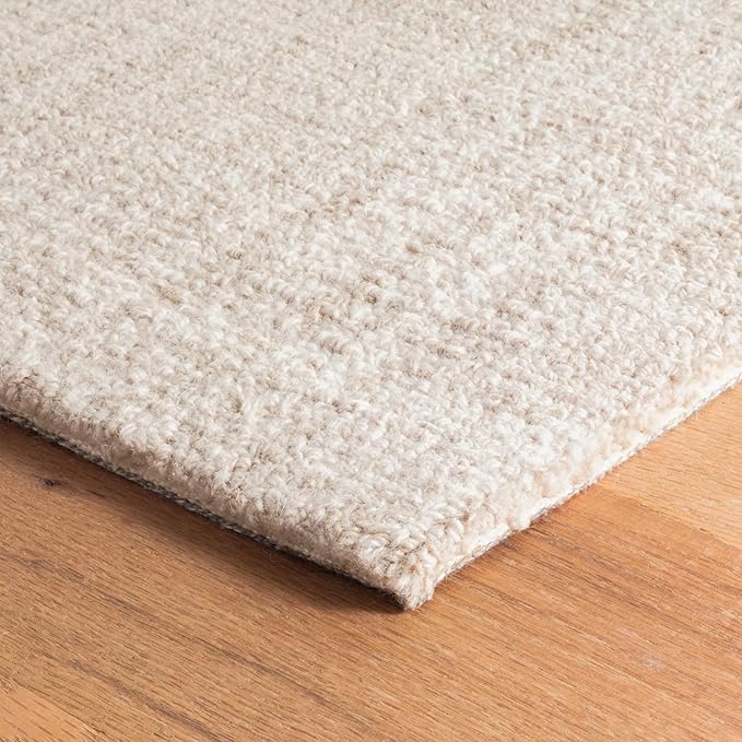 Dash and Albert Crosshatch Wool Area Rug - 8.5 X 11.5 Ivory Solid Hand Micro Hooked Accent Rug - Durable, High Traffic Areas Bedroom, Hallway, Stairs - Premium Luxury Hotel Quality Soft Breathable