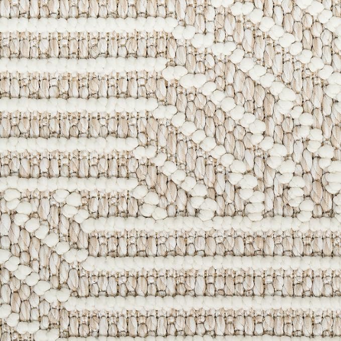 Nourison Home Textured Home Beige Ivory 7'10" x 9'10" Area Rug - Easy Clean, Non Shedding, Bed Room, Living Room, Dining Room, Kitchen (8' x 10')