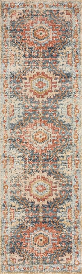 Loloi Jocelyn Collection JOC-03 Mist/Multi 6'-7" x 9'-7" .38" Thick Area Rug