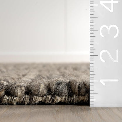 Nuloom Penelope Grey/Brown, 5' x 8', Hand-Braided, Wool & Cotton, Soft and Textured, High Traffic, Stain Resistant, Easy Clean, Durable Area Rug for Bedroom, Living Room, Dining, Foyer, Entryway