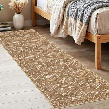 KILOCOCO Kitchen Runner 2x6 Washable Runner Rug, Boho Soft Runners for Hallways Non Slip Printed Distressed Laundry Room Rugs, Low-Pile Rugs for Entryway/Bedroom/Living Room, Yellow Brown Orange