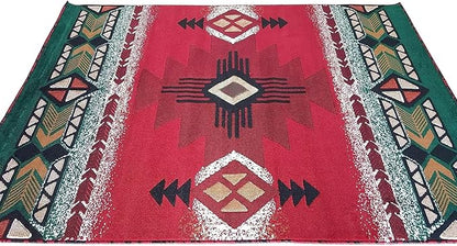 YHSF South West Native American Area Rug C318 - Easy Clean, Thick, Soft, Durable Native Tribal American Indian Inspired Rug for Bedroom/Living Room and More - Red, 8 Feet x 10 Feet