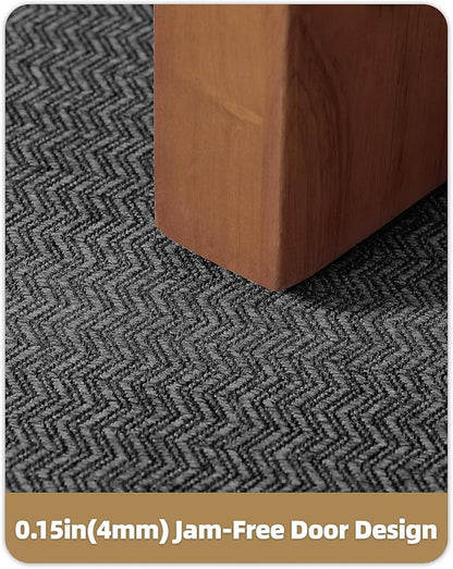 Color&Geometry Large Front Door Mat Indoor Entrance, 24"X48" Indoor Mats for Entryway Non Slip Rubber Backed, 2x4 Dirt Trapper Double Door Mat Washable, Charcoal Grey (Rolled-up NO Creases)