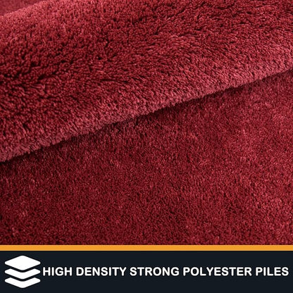 PURRUGS Easy Care Area Rug 4.5ft x 7ft, Non-Slip Washable Entryway Rug, Dog Door Mat, Stain Resistant Accent Rug for Hallway, Living Room, Bedroom and Mudroom, Burgundy Red