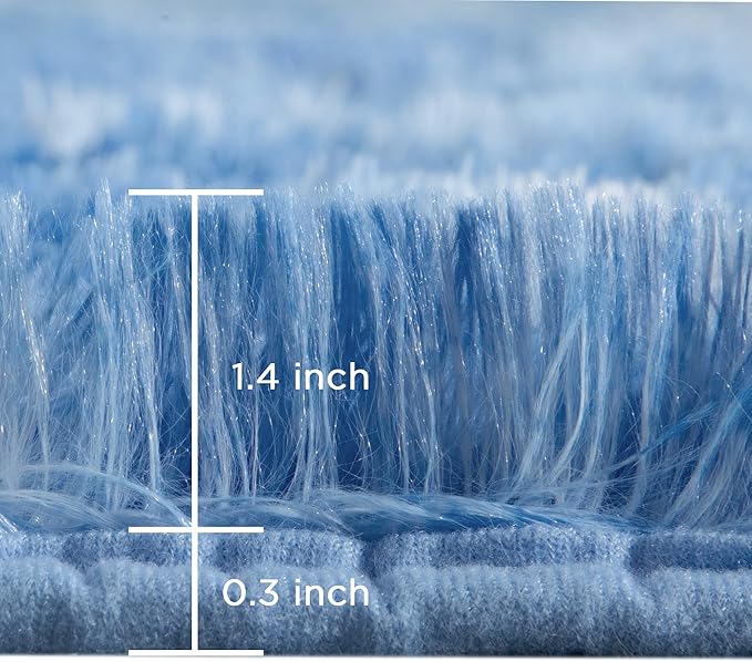 Andency 6x9 Area Rugs, Large Shag Fluffy Soft Shaggy Rugs for Living Room Bedroom, Non-Slip Tie-Dyed Blue Thick Plush Carpet for Kids Girls and Boys, Dorm Nursery Home Decor Aesthetic