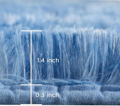 Andency Area Rugs 9x12 for Living Room Home Decor, Large Shaggy Bedroom Carpet, Non-Slip Big Shag Indoor Thick Soft Fluffy Furry Fur Area Rugs for Kids Dorm Nursery Aesthetic, Tie-Dyed Blue
