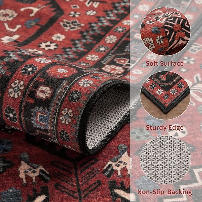 Ciicool Small Area Rug, 2x3ft Boho Rug, Ultra Soft Entry Rugs for Entryway, Non-Slip Washable Oriental Low-Pile Indoor Mat Floor Carpet for Entrance Bedroom Kitchen Bathroom Foyer Decor