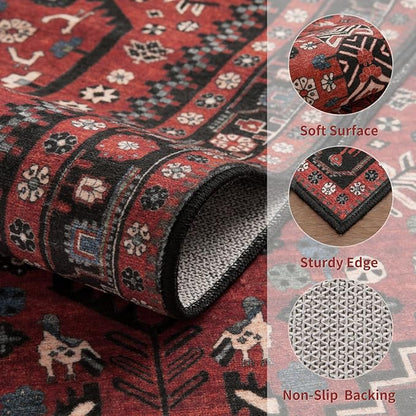 Ciicool 2x5ft Runner Rug, Hallway Wahshable Rugs Vintage Kitchen Carpet for Entrance Bedroom Bedside Living Room Kitchen Laundry Bathroom Decor
