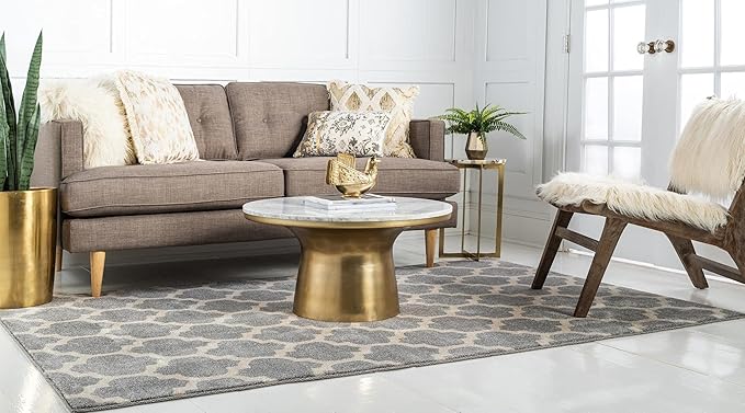 Rugs.com Lattice Collection Rug – 9' x 12' Light Gray Medium Rug Perfect for Living Rooms, Large Dining Rooms, Open Floorplans