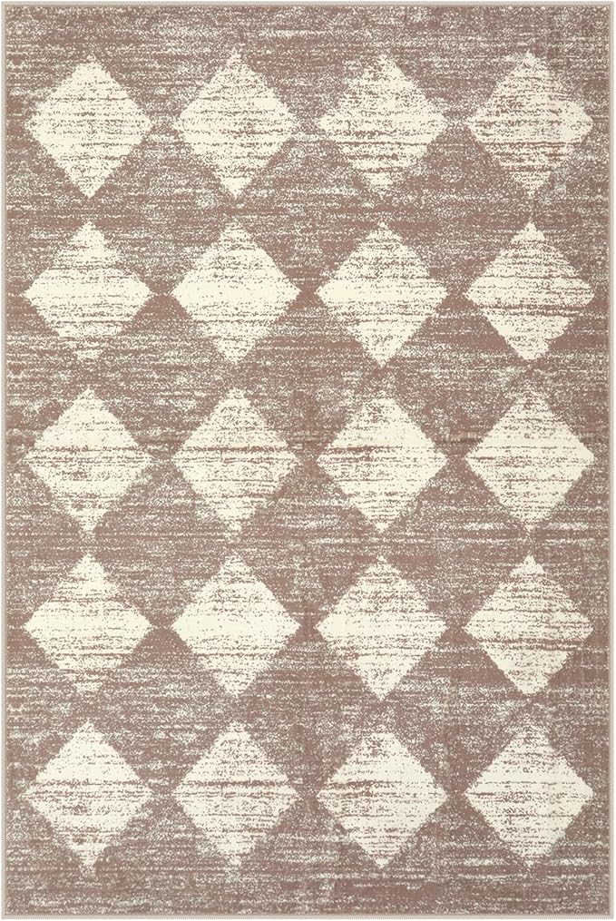 Lahome Moroccan Treills Area Rug - 2x3 Small Beige Bathroom Rug Door Rugs for Entryway Indoor, Checkered Washable Non Slip Throw Carpet for Bathroom Powder Room Kitchen Bedroom Front Door