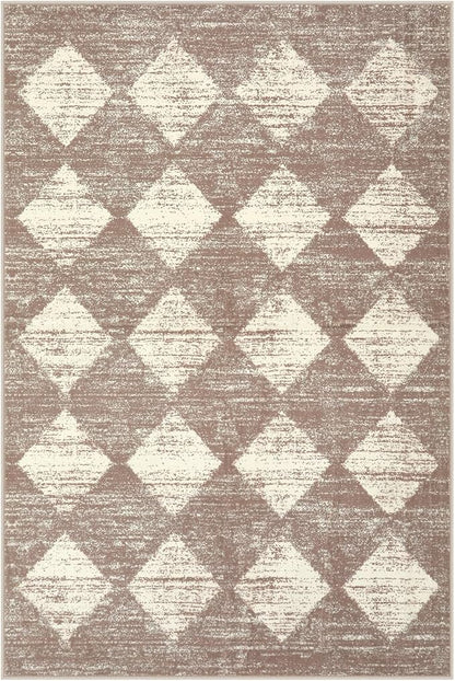 Lahome Moroccan Treills Area Rug - 2x3 Small Beige Bathroom Rug Door Rugs for Entryway Indoor, Checkered Washable Non Slip Throw Carpet for Bathroom Powder Room Kitchen Bedroom Front Door