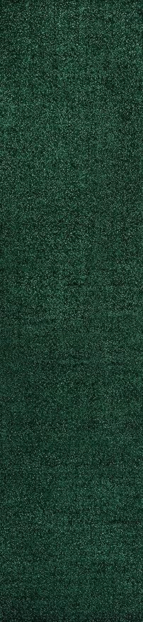 Eyely UES100L-216 Supersoft Haze Solid Low-Pile Indoor Runner Rug, Coastal, Bohemian, Minimalist, Classic, Casual for Bedroom,Kitchen,Living Room,Non Shedding,Easy-Washing, Green, 2 X 16
