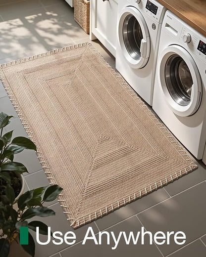 LUMI Handwoven Jute Door Mat, Non-Slip Durable Entryway Mat with Anti-Slip Mat for Hard Floor, Front Door Mats for Home Entrance, Patio, 47"x71", Knit Jute