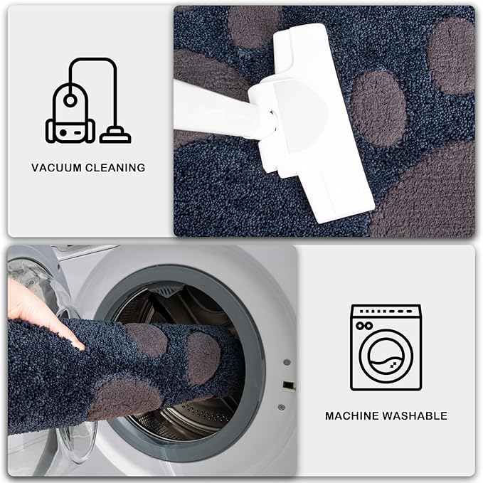 PURRUGS Dirt Trapping Door Mat 24" x 35.5", Non-Skid/Slip Machine Washable Microfiber Entryway Rug, Dog Doormat, Super Absorbent Welcome Mat for Muddy Wet Shoes and Paws, Navy Blue