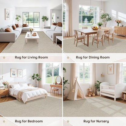 LBRO2M Easy Jute Solid Area Rug 8X10 Washable Rugs for Living Room Bedroom Natural Jute Indoor Outdoor Carpet Durable, Solid Non Shedding Eco Friendly (8X10 Gray)