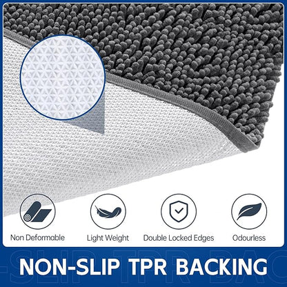 Chenille Absorbent Front Door Mat 72" x 36", Dog Door Mat for Muddy Paws, Trap Dirt Doormat, Mud Mat for Dogs, Washable Non Slip Outdoor Indoor Doormats for Entryway, Grey