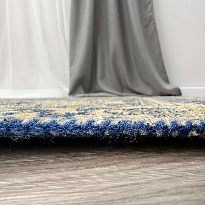 Alfa Rich 3x5 Gold Navy Blue Washable Area Rugs for Living Room Bedroom Kitchen Dining Cotton Runner