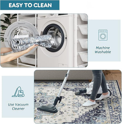 Dripex Tribal Washable Runner Rug-2x5 Non-Slip Non-Shedding Runners for Hallways Stain Resistant Kitchen Mat Laundry Entryway Carpet Runner for Doorway Entrance Bedroom Living Room Decor