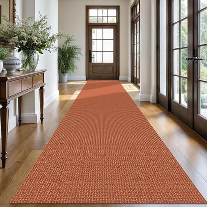 KOZYFLY Extra Long Runners for Hallways 3x16 ft Washable Kitchen Runner Non Slip Rubber Backed Hallway Rug Cotton Entryway Runner Rug Floor Carpet for Indoor Hall, Kitchen, Stair, Orange/Tan