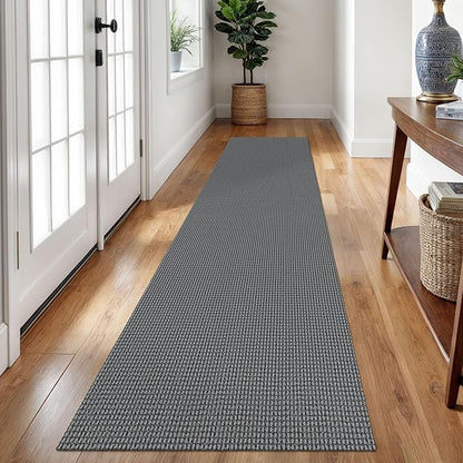 Braided Runner Rug 2x10 Ft Washable Runners for Hallways Non Slip Rubber Backed Kitchen Runners Cotton Long Entryway Runner Indoor, Woven Carpet for Hall Kitchen Entryway, Dark Grey/Grey