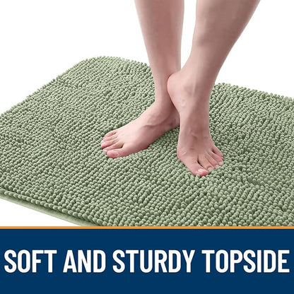 OLANLY Dog Door Mat for Muddy Paws 54x24, Absorbs Moisture and Dirt, Absorbent Non-Slip Washable Doormat, Quick Dry Chenille Mud Mat for Dogs, Entry Indoor Entryway Carpet for Inside Floor, Sage Green