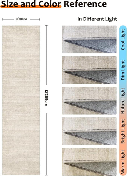 Art&Tuft Non-Slip Runner Rug - 3x12 Runner Rug Washable Low-Pile Rugs Runners, Soft Distressed Carpet Runner for Bedroom Bathroom Kitchen Laundry Living Room, Beige