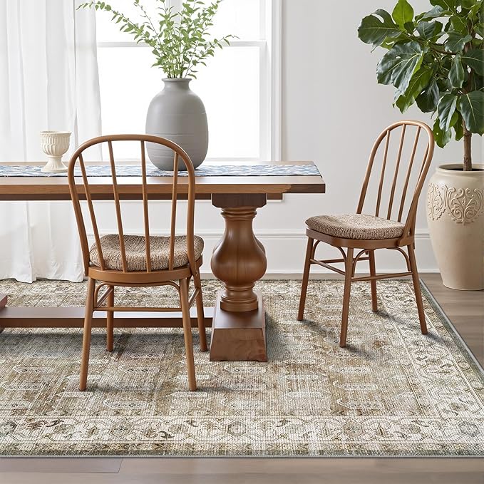 LUMI 5x8 Washable Area Rug for Living Room, Ultra Soft Traditional Vintage Rugs Non Slip with Rubber Backing, Low Profile, High Traffic, Stain Resistant Carpets, Ideal for Bedroom, Dining Room, Indoor