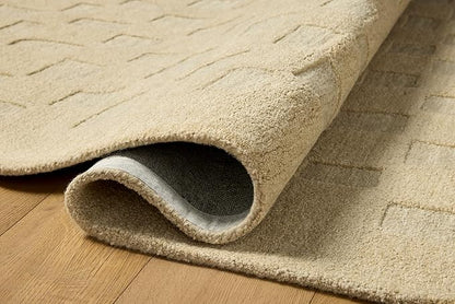 Loloi Leanne Ford Craven Collection CVN-04 Oatmeal/Dove 8'-6" x 11'-6" Area Rug Checkered, Patterned, Neutral, Living Room, Bedroom, Dining Room