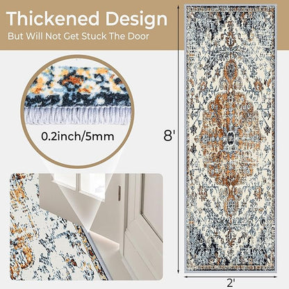 Kitchen Runner Rug 2x8 Washable Runner Rug Vintage Entryway Hallway Runner Rugs with Non Slip Rubber Backing Distressed Area Rug Runners Carpet for Farmhouse, Living Room, Bedroom, Laundry