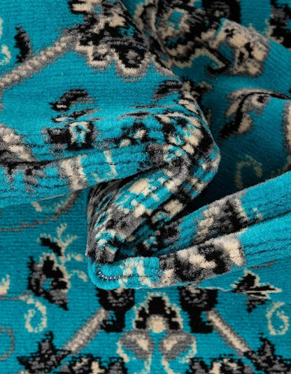 Unique Loom Sialk Hill Collection Area Rug - Washington (6' 1" x 9' Rectangle Turquoise/Black)