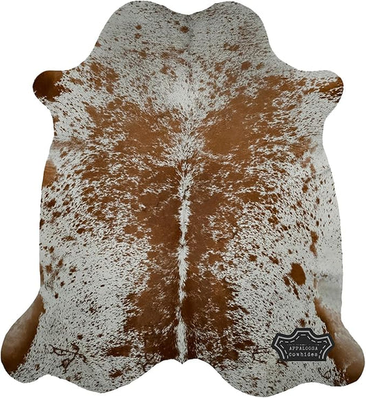 Genuine Cowhide Rug - Natural Leather Hide Rugs for Living Room & Area Rug for Bedroom - Real Cowhides Rug for Rustic Home Decor - Brown Speckled Cowhide Rugs Collection, 6x6-7ft