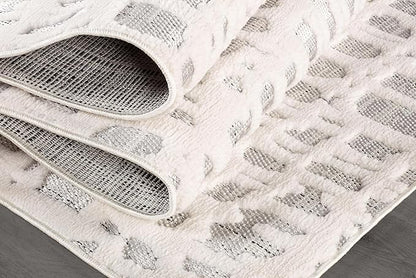 Beverly Rug Micro Loop Area Rug Gray/White 8x10 Abstract Modern Luxury Irregular Grid Durable Soft Indoor Rugs for Living Dining Room Office Stain Resistant Non Shedding Casual Indoor Carpet 8 x 10
