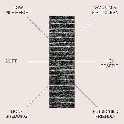 JONATHAN Y Williamsburg Minimalist Stripe Black/Cream Runner Rug, 2x8, Contemporary, Modern, Easy-Cleaning for Living Room, Bedroom, Kitchen, Pet Friendly, Non-Shedding (MOH201F-28)
