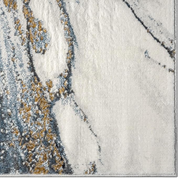 LUXE WEAVERS Marble Effect Abstract Blue 8x10 Area Rug