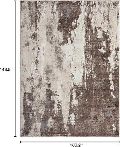 LUXE WEAVERS Euston Collection 7681 Brown 9x12 Modern Abstract Area Rug