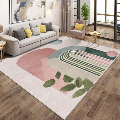 Mid Century Modern Rugs for Home Decor, 3x4 ft, Boho Abstract Geometry Area Rugs for Living Room, Soft Non Slip Washable Minimalist Arched Carpet Bedroom Decorations Dt-Ghf-19