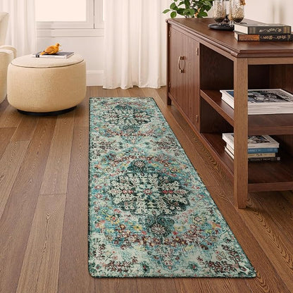 Lahome Bohemian Floral 2x6 Washable Hallway Runner Rug, Non Slip Kitchen Laundry Hallway Rug Runner, Pet Friendly Bathroom Indoor Carpet Runners for RV Camper Entrance Bedroom