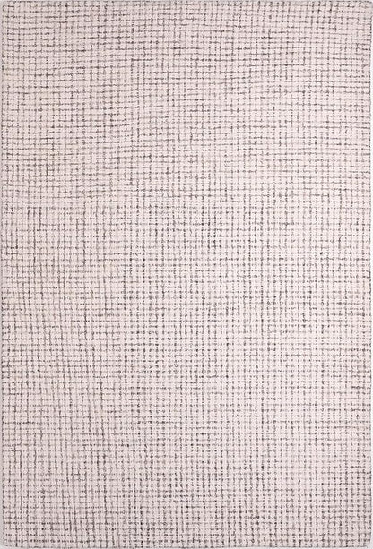 Hand-Tufted 100% Wool Pile Area Rug – Geometric Textured Grid Check Pattern – Thick and Durable Floor Carpet for Bedroom, Living Room, Kids Room, and Dining Area (Ivory-Brown, 3' x 5')